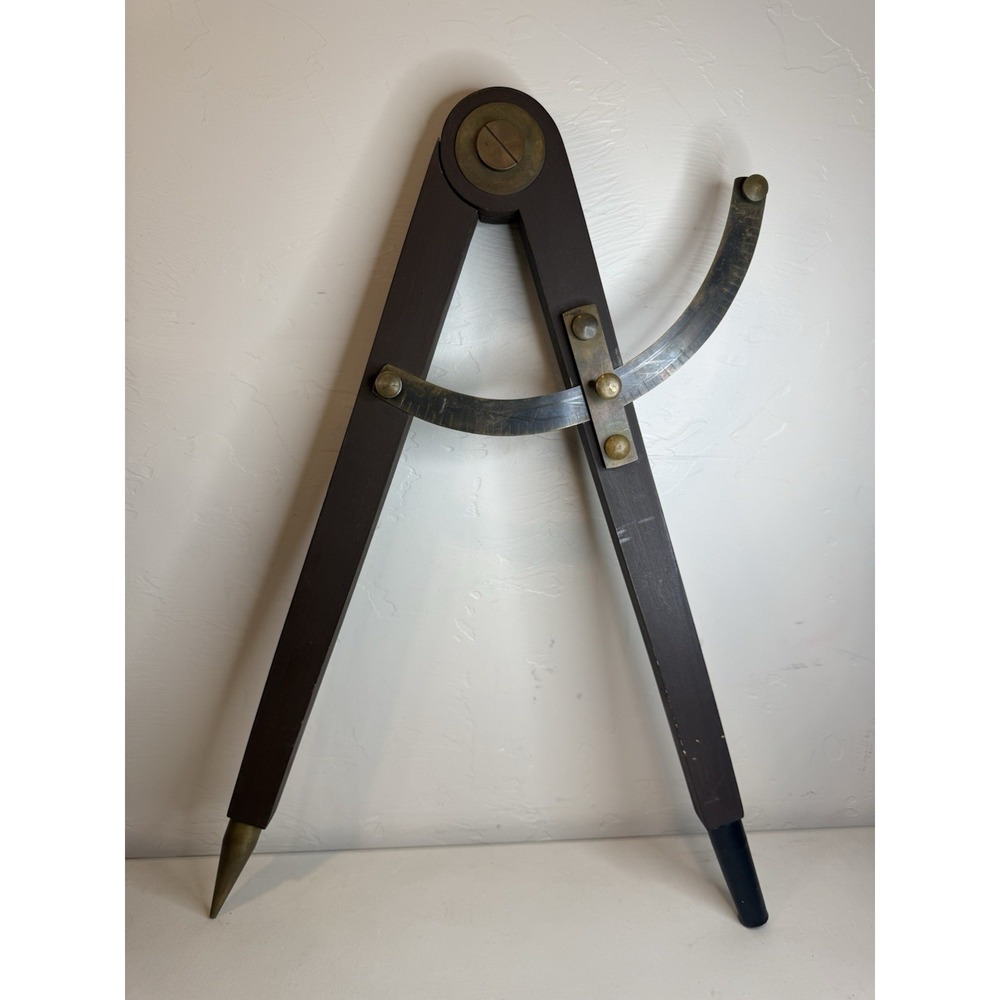 VTG Wood Drafting Compass Academics Brass‎ Wing Divider Scribe Decor Compass